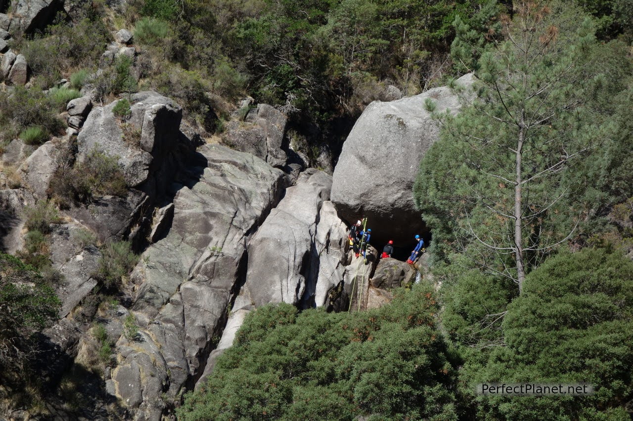 Group doing canyoning