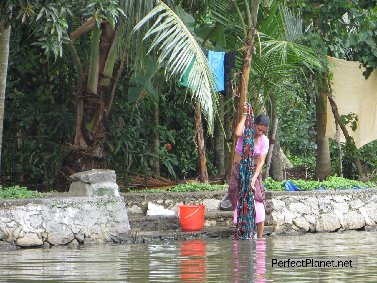 Woman washing clothes